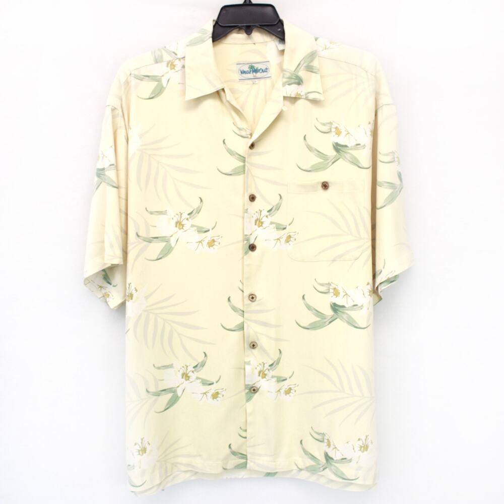 Wear Me Out Plus 100% Silk Hawaiian Floral Print Pocket Men's Shirt 2XL